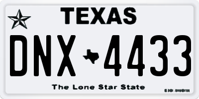 TX license plate DNX4433