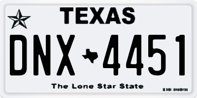 TX license plate DNX4451