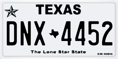 TX license plate DNX4452