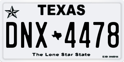 TX license plate DNX4478