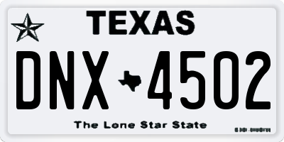 TX license plate DNX4502