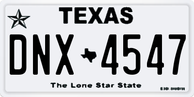 TX license plate DNX4547