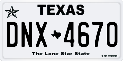 TX license plate DNX4670