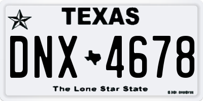 TX license plate DNX4678