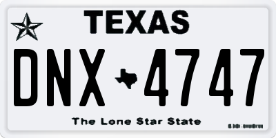TX license plate DNX4747