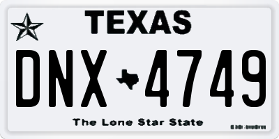 TX license plate DNX4749