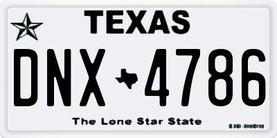 TX license plate DNX4786