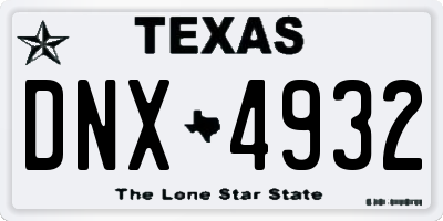 TX license plate DNX4932