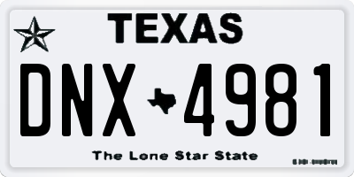 TX license plate DNX4981