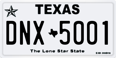 TX license plate DNX5001