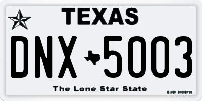 TX license plate DNX5003