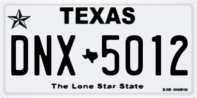 TX license plate DNX5012