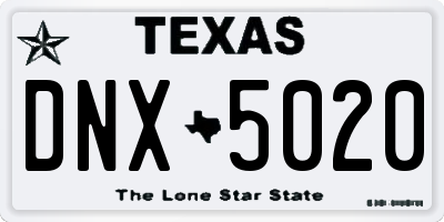 TX license plate DNX5020