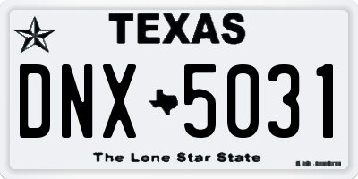 TX license plate DNX5031