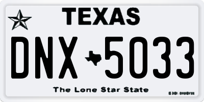 TX license plate DNX5033