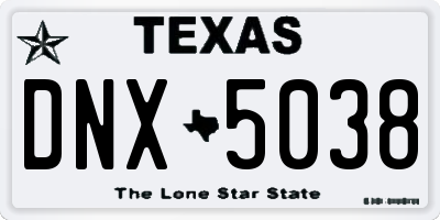 TX license plate DNX5038