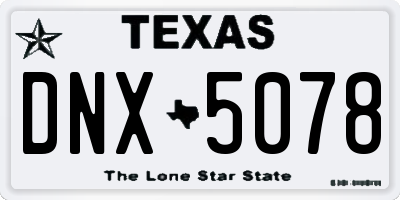 TX license plate DNX5078