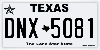TX license plate DNX5081