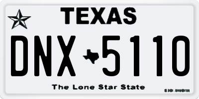 TX license plate DNX5110