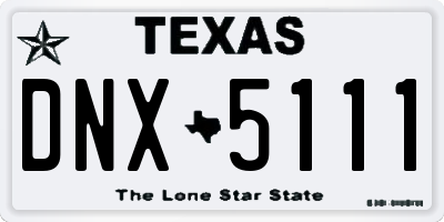 TX license plate DNX5111