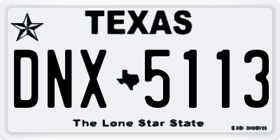 TX license plate DNX5113