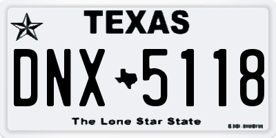 TX license plate DNX5118