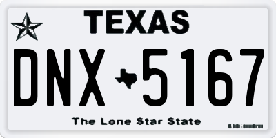 TX license plate DNX5167