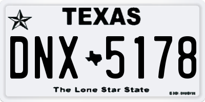 TX license plate DNX5178
