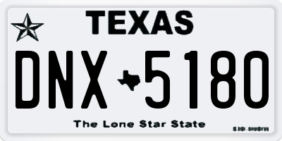 TX license plate DNX5180
