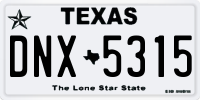 TX license plate DNX5315