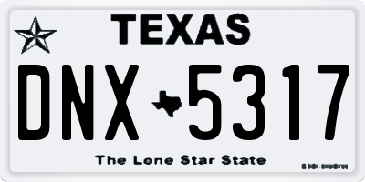 TX license plate DNX5317