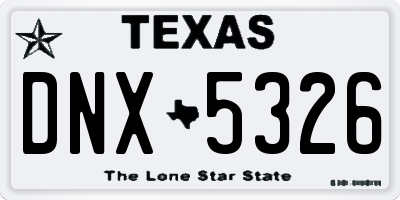 TX license plate DNX5326