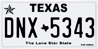 TX license plate DNX5343