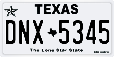 TX license plate DNX5345