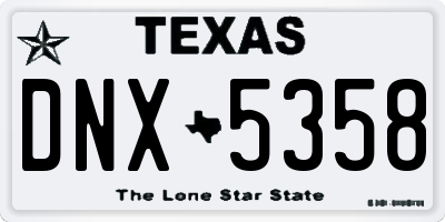 TX license plate DNX5358