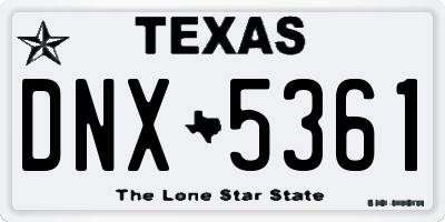 TX license plate DNX5361