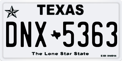 TX license plate DNX5363