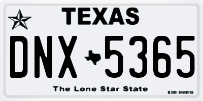 TX license plate DNX5365