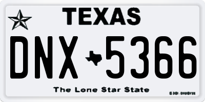 TX license plate DNX5366