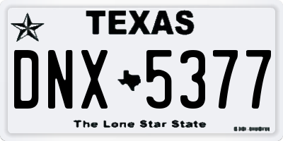 TX license plate DNX5377