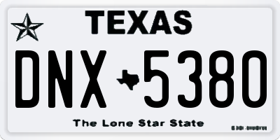 TX license plate DNX5380