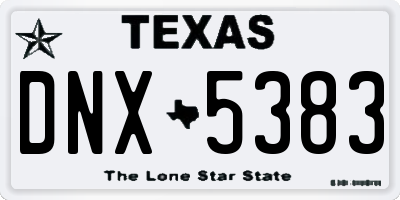 TX license plate DNX5383