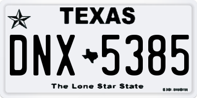 TX license plate DNX5385