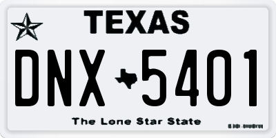 TX license plate DNX5401