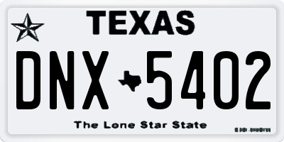 TX license plate DNX5402