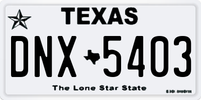 TX license plate DNX5403