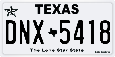 TX license plate DNX5418