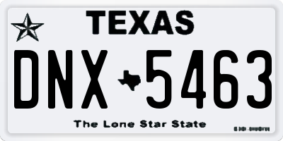 TX license plate DNX5463