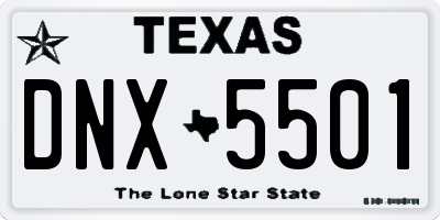 TX license plate DNX5501