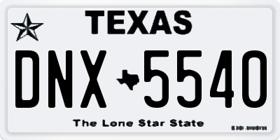 TX license plate DNX5540